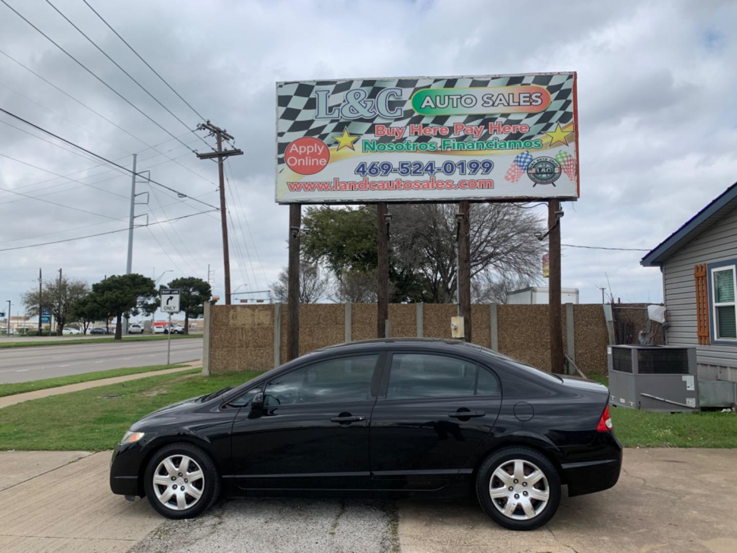 2010 Black /gray Honda Civic LX Sedan (19XFA1F56AE) with an 1.8L L4 SOHC 16V engine, Automatic transmission, located at 1830 North Belt Line Road, Irving, TX, 75061, (469) 524-0199, 32.834373, -96.993584 - Photo#0